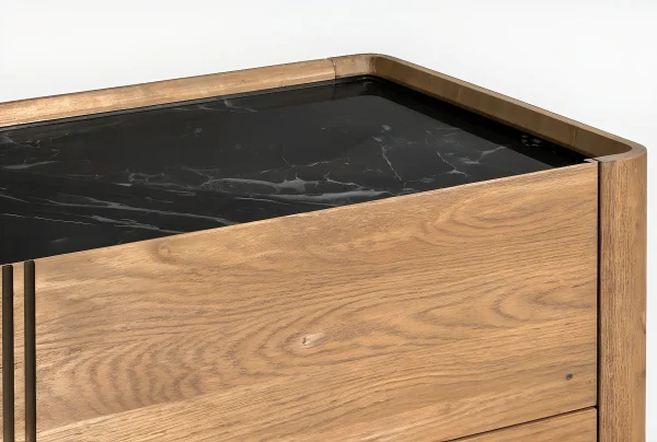 Espresso2Roble7 Mueble Cajonero Tapa Marmoleada En Madera 100% Maciza Ref: Espresso2