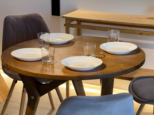 Mesa Centro Comedor Convertible Madera Maciza Transformable Roble Nogal Flormorado Coffee