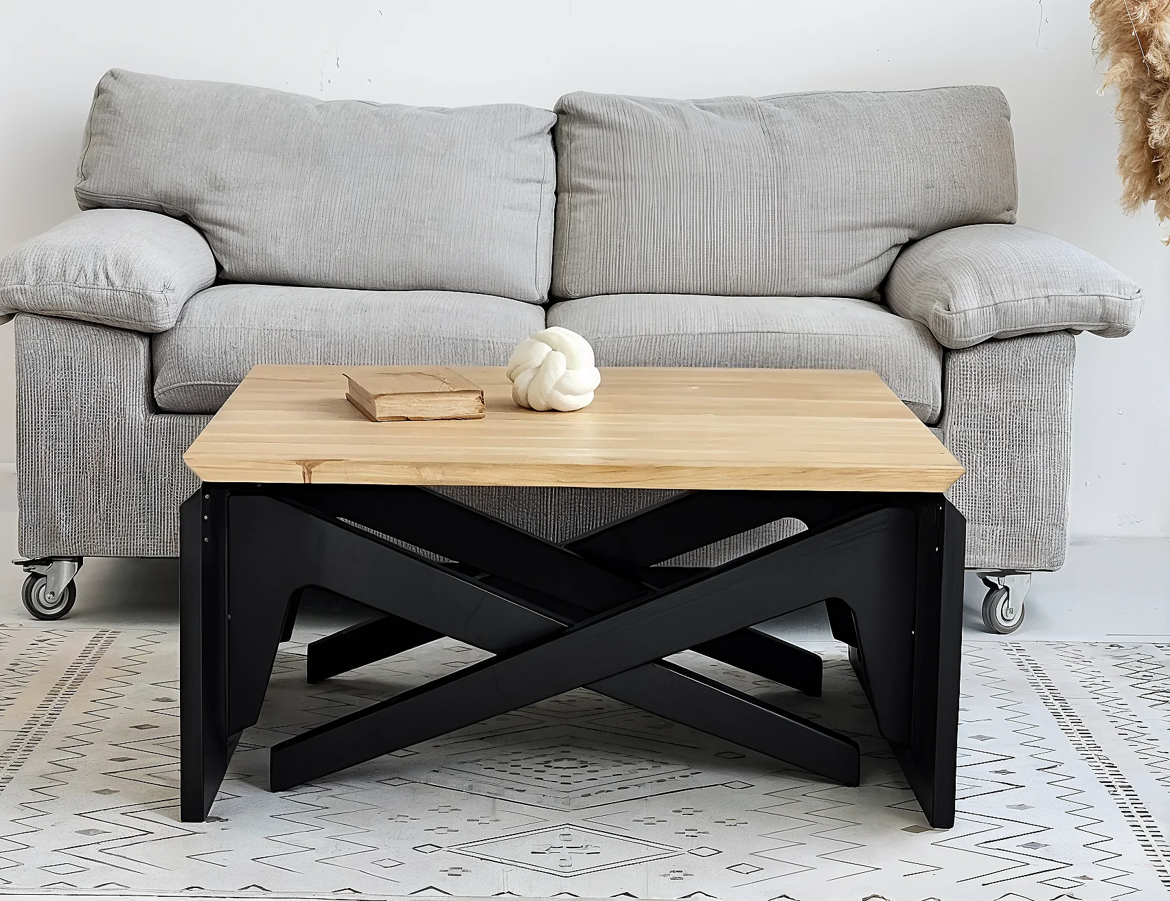 Mesa Centro Comedor Convertible Madera Maciza Transformable Roble Nogal Flormorado Coffee