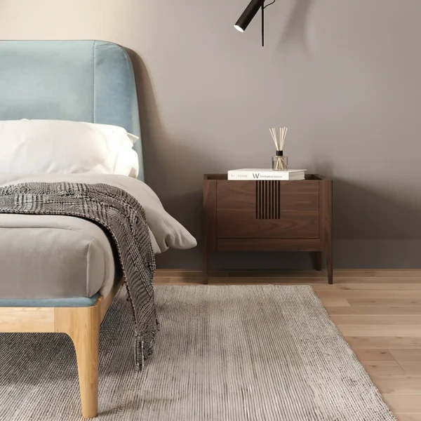 Mesa De Noche Tapa Marmolizada En Madera 100% Maciza Ref: Espresso6