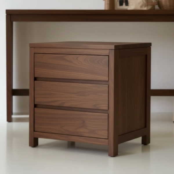 Maciza75_Nogal1 Mesa de noche o Cajonero Madera 100% Solida Roble Ref: Maciza75