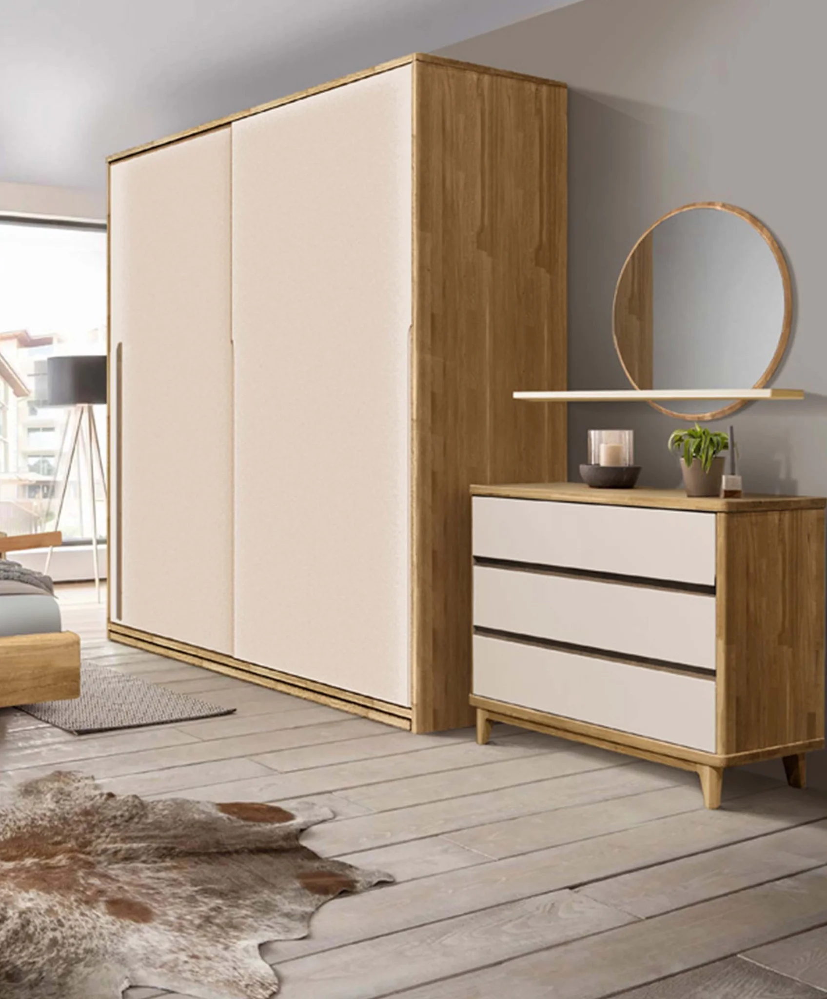 Capu3RobleBlanco Cómoda Cajonero En Madera 100% Maciza Roble Ref: Maciza59 Roble