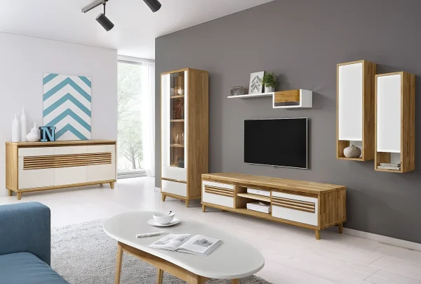 Mueble de Tv en Madera 100% Maciza de Roble Ref: Cappuccino5