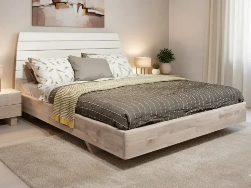 Cama Doble con Cabecero en Madera Maciza de Flormorado Ref: Cappuccino2