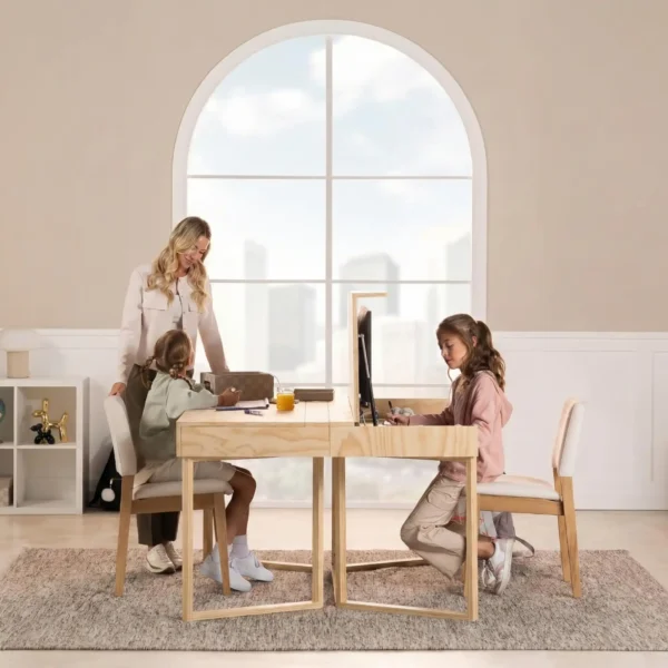 maciza79_PIno4 Escritorio Convertible En Mesa De Comedor En Madera 100% Maciza De Roble