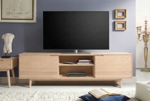Mueble De Tv En Madera 100% Maciza De Roble Ref: Latte