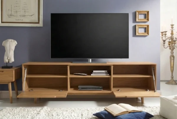 Mueble De Tv En Madera 100% Maciza De Roble Ref: Latte