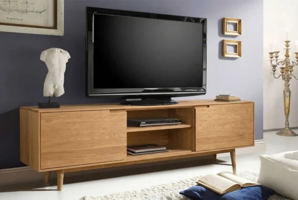 Mueble De Tv En Madera 100% Maciza De Roble Ref: Latte