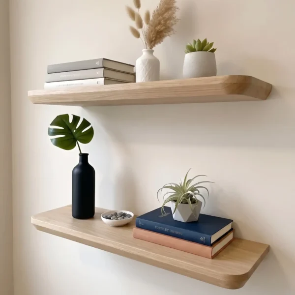 Kansas_Flor1 Repisa Ref: Kansas En Madera 100% Maciza De Nogal Tono Natural Mate