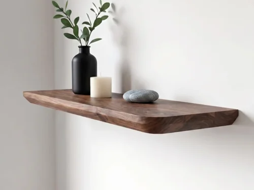 Repisa Ref: Kansas En Madera 100% Maciza De Nogal Tono Natural Mate