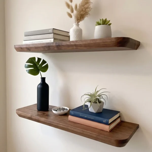 Kansas_Nogal4 Repisa Ref: Kansas En Madera 100% Maciza De Nogal Tono Natural Mate