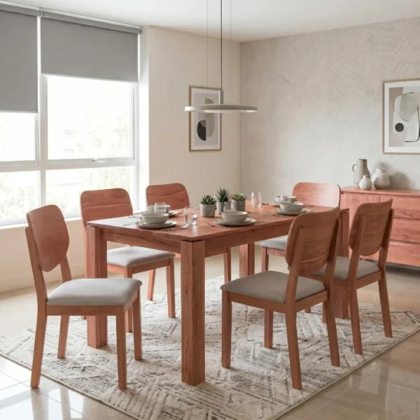 Mesa de Comedor 6 puestos Madera 100% Maciza Ref: Maciza21