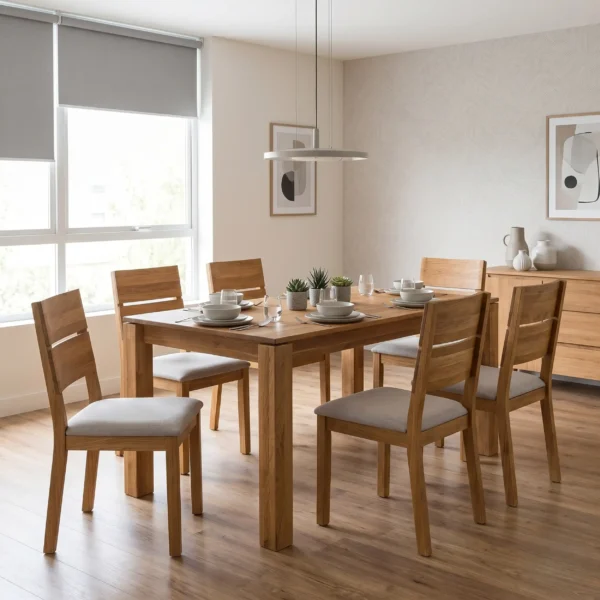 Mesa de Comedor 6 puestos Madera 100% Maciza Ref: Maciza21