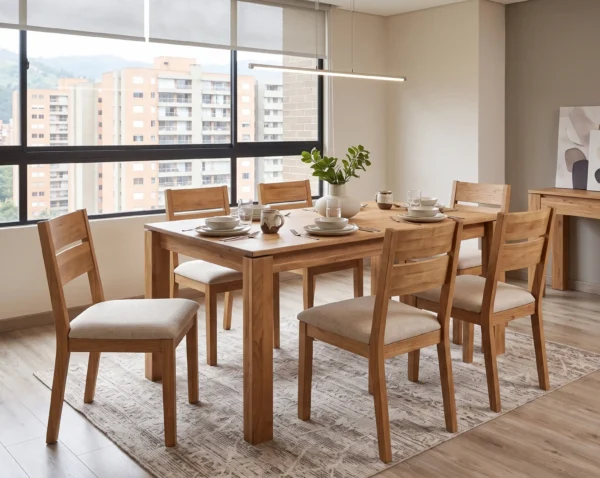 Mesa de Comedor 6 puestos Madera 100% Maciza Ref: Maciza21