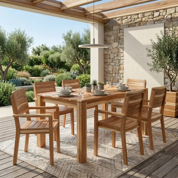 Mesa de Comedor 6 puestos Madera 100% Maciza Ref: Maciza21