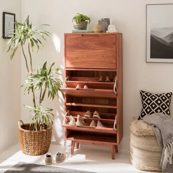 Zapatero En Madera 100% Maciza Natural: Cedro, Roble O Nogal