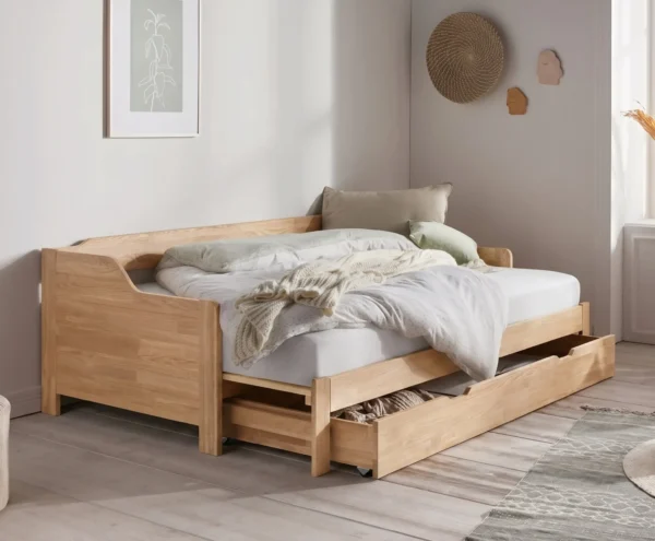 Sofá Cama Extensible Inteligente en Madera, Sencilla a Doble
