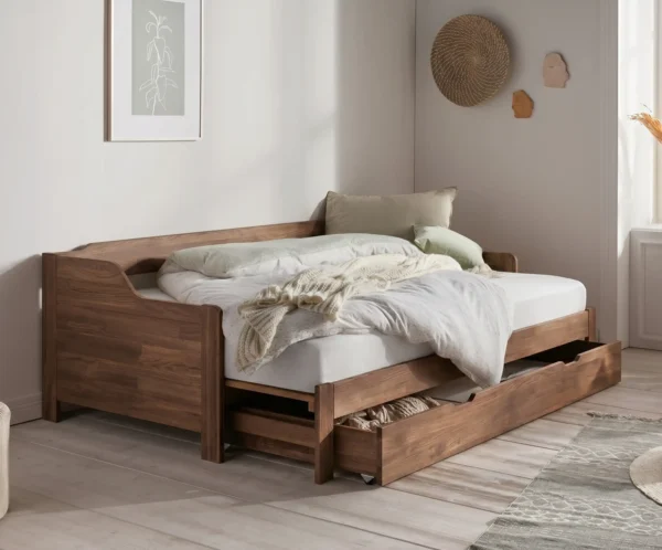 Sofá Cama Extensible Inteligente en Madera, Sencilla a Doble