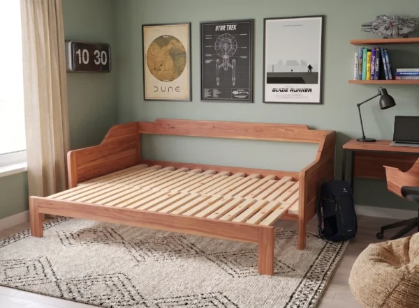 Sofá Cama Extensible Inteligente en Madera, Sencilla a Doble