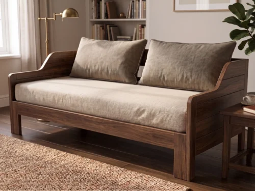 Sofá Cama Extensible Inteligente en Madera, Sencilla a Doble